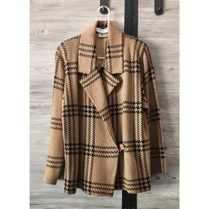 Vintage St John Saks 5th Avenue 80s Plaid Blazer Jacket Shoulder Pads Knit 6